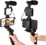 Fire Turtle 6-In-1 Vlogging Kit ForiPhone & Android -Includes Tripod, Mini Led Light + Cardioid Microphone + Phone Holder + And Accessories For Live Streaming, Video Calls, Youtube, And Instagram