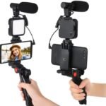 Fire Turtle 6-In-1 Vlogging Kit ForiPhone & Android -Includes Tripod, Mini Led Light + Cardioid Microphone + Phone Holder + And Accessories For Live Streaming, Video Calls, Youtube, And Instagram