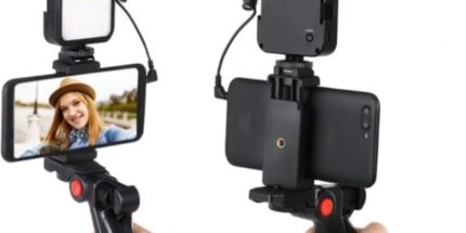 Fire Turtle 6-In-1 Vlogging Kit ForiPhone & Android -Includes Tripod, Mini Led Light + Cardioid Microphone + Phone Holder + And Accessories For Live Streaming, Video Calls, Youtube, And Instagram
