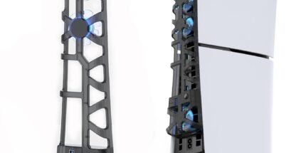 Cooling Fans for PS5 Slim with Blue LED Light and USB 3.0 Port, Efficient Cooler Accessories Quiet Fan for PS5 Slim, Adjustable Speed, Compatible with Playstation 5 Slim Disc Edition/Digital Edition