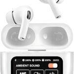 A9 Pro Touch Screen ANC 5th Generation Wireless Earbuds with Active Noise Cancellation, 5.4 Hours Playtime, 15m Range, White