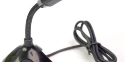 Black Portable Mini USB Studio Speech Microphone Mic With Holder For PC Laptop