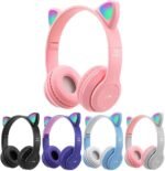 Headphones for Kids, Megedream Cat Ear Led Light Up Kids Headphones Wiressless, 3.5mm Jack Wired, TF Card 3 in 1 Headset for Kids/School/iPad/Kids Tablet/Travel - Foldable Over - Image 4