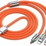 3 in 1 Fast Charging USB Cable 120W 6A for Smartphones Fast Charging Cable with Type-C Port and Micro Port for Power Bank