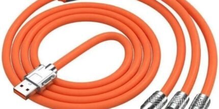 3 in 1 Fast Charging USB Cable 120W 6A for Smartphones Fast Charging Cable with Type-C Port and Micro Port for Power Bank