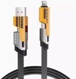 4 in 1 PD 27W 65W Fast Charging Cable(3.3ft),Zinc Alloy Charge Cable for iPhone 15 Pro Max/15/14/13/12, Samsung Galaxy S23.