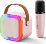 Kinoki Colorful Bluetooth Speaker with Karaoke Mic System for Home Singing Magic Ai Voice Changer Portable Mini Wireless Speaker with Mike for House Parties Birthday Gifts Events