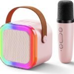 Kinoki Colorful Bluetooth Speaker with Karaoke Mic System for Home Singing Magic Ai Voice Changer Portable Mini Wireless Speaker with Mike for House Parties Birthday Gifts Events