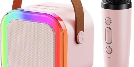 Kinoki Colorful Bluetooth Speaker with Karaoke Mic System for Home Singing Magic Ai Voice Changer Portable Mini Wireless Speaker with Mike for House Parties Birthday Gifts Events