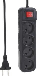 Power strip 4 plugs - cable 5m, black
