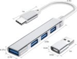 USB C Hub 4 Port Type-C Hub with USB C to USB Adapter,USB Hub 3.0/2.0 USB-C Expander Hub for Laptop, Mini Extensions Ultra Slim Portable Data Hub Applicable for iMac Pro MacBook Air Notebook PC Silver - Image 4