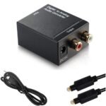 Digital To Analog Audio Converter, Digital Toslink Optical To Analog Stereo Audio L/R 2RCA Adapter With Optical Cable Usb Power