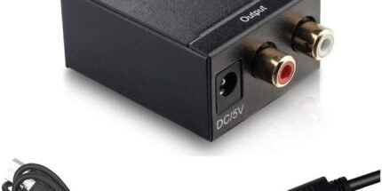 Digital To Analog Audio Converter, Digital Toslink Optical To Analog Stereo Audio L/R 2RCA Adapter With Optical Cable Usb Power