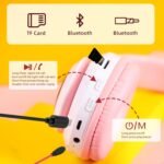 Children's Headphones with Cat Ears - Bluetooth 5.0 Wireless, Over-Ear with Microphone, LED RGB Light, Foldable Cat Ears - Image 3