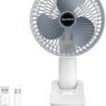 Ehome Rechargeable Clip Fan 360°Rotation Handheld Desk Cooling Fan 3 Speed Table Fan for Stroller Home Office Camping