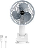 Ehome Rechargeable Clip Fan 360°Rotation Handheld Desk Cooling Fan 3 Speed Table Fan for Stroller Home Office Camping