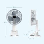 Ehome Rechargeable Clip Fan 360°Rotation Handheld Desk Cooling Fan 3 Speed Table Fan for Stroller Home Office Camping - Image 2