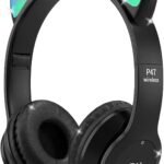 Headphones for Kids, Megedream Cat Ear Led Light Up Kids Headphones Wiressless, 3.5mm Jack Wired, TF Card 3 in 1 Headset for Kids/School/iPad/Kids Tablet/Travel - Foldable Over