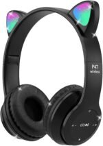 Headphones for Kids, Megedream Cat Ear Led Light Up Kids Headphones Wiressless, 3.5mm Jack Wired, TF Card 3 in 1 Headset for Kids/School/iPad/Kids Tablet/Travel - Foldable Over