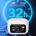 A9 Pro Touch Screen ANC 5th Generation Wireless Earbuds with Active Noise Cancellation, 5.4 Hours Playtime, 15m Range, White - Image 2