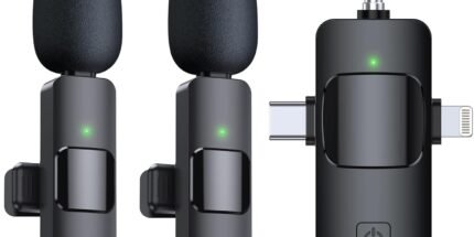 3 in 1 Wireless Lavalier Microphones for iPhone, iPad, Android, Camera, USB-C Microphone, 4-Hour Battery, Mini Microphone with Noise Reduction for Video Recording, Vlog, YouTube, TikTok