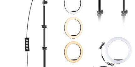 12 inch Ring Light with Tripod Stand & Phone Holder, Large Selfie Ring Lights with 3 Light Modes 10 Brightness, Dimmable LED Ringlight for Makeup Vlog Zoom Live Streaming with Stand Bag