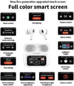 A9 Pro Touch Screen ANC 5th Generation Wireless Earbuds with Active Noise Cancellation, 5.4 Hours Playtime, 15m Range, White - Image 4