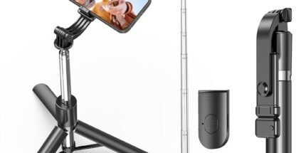 RUSKIN Selfie Stick with Tripod Stand,Bluetooth Extendable Tripod for Mobile Phone,4-in-1Multifunctional Selfie Stick for iPhone/Mi/OnePlus/Samsung/Oppo/Vivo and All Phones