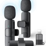 KUKIHO 2 Pack Wireless Lavalier Microphone for iPhone iPad and Android Phone, Lapel Mic Plug and Play Wireless Mic Noise Reduction Microphone for Video Recording Interview Podcast Vlog YouTube Tiktok
