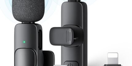 KUKIHO 2 Pack Wireless Lavalier Microphone for iPhone iPad and Android Phone, Lapel Mic Plug and Play Wireless Mic Noise Reduction Microphone for Video Recording Interview Podcast Vlog YouTube Tiktok