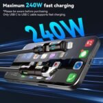 aceyoon 4-in-1 Multi USB Charging Cable, MAX 240W Straight Head Fast Charging/Charger Cord with USB A+Type C for iPhone 16/15 14 13 iPad Samsung Galaxy MacBook iPad Tablets - Image 3