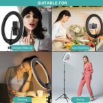 12 inch Ring Light with Tripod Stand & Phone Holder, Large Selfie Ring Lights with 3 Light Modes 10 Brightness, Dimmable LED Ringlight for Makeup Vlog Zoom Live Streaming with Stand Bag - Image 3