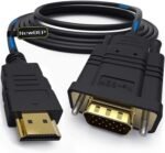 New BEP HDMI to VGA Adapter Cable, 6ft/1.8m Gold-plated 1080P HDMI Male to VGA Male Active Video Converter Cord Support Notebook PC DVD Player Laptop TV Projector Monitor Etc - Black