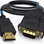 New BEP HDMI to VGA Adapter Cable, 6ft/1.8m Gold-plated 1080P HDMI Male to VGA Male Active Video Converter Cord Support Notebook PC DVD Player Laptop TV Projector Monitor Etc - Black