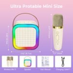 Mini Karaoke Machine for Kids Adults, UZSOMX Portable Bluetooth Speakers and 2 Wireless Microphones Song Toys with LED Light, Chritmas Birthday Toys Gifts for Girls Boys Toddler Teens (2 Mic) - Image 4