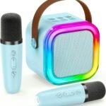 Mini Karaoke Machine for Kids Adults, UZSOMX Portable Bluetooth Speakers and 2 Wireless Microphones Song Toys with LED Light, Chritmas Birthday Toys Gifts for Girls Boys Toddler Teens (2 Mic)