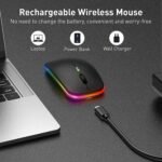 ANYOUI Wireless Bluetooth Mouse, LED Slim Dual Mode (Bluetooth 5.1 + USB) 2.4GHz Rechargeable Silent Mouse, Computer Mice With USB Receiver (Black) - Image 2